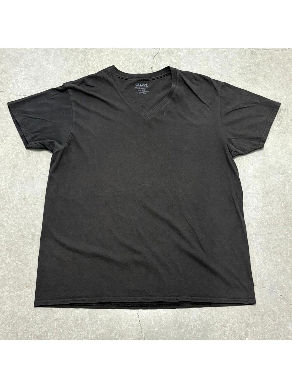 Gildan Plain Black V Neck T Shirt